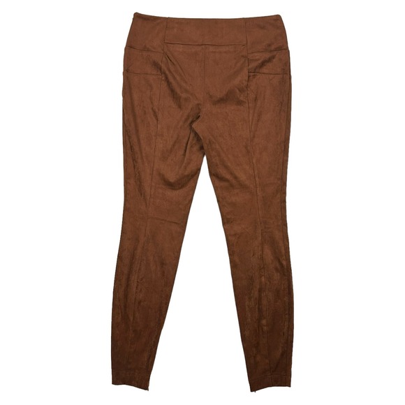 Sundance Size 6 Luxe Dreams Leggings Faux Suede Pants Ankle Zip Brown Cognac - Picture 4 of 9